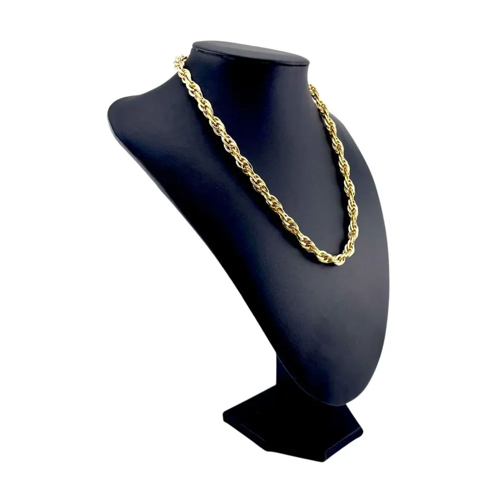 Vintage Textured Gold Plated Rope Chain Necklace 18